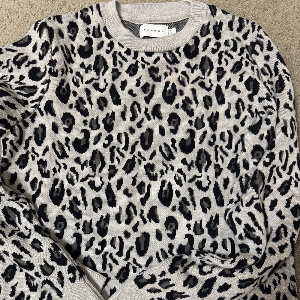 Gray Leopard Sweater Men